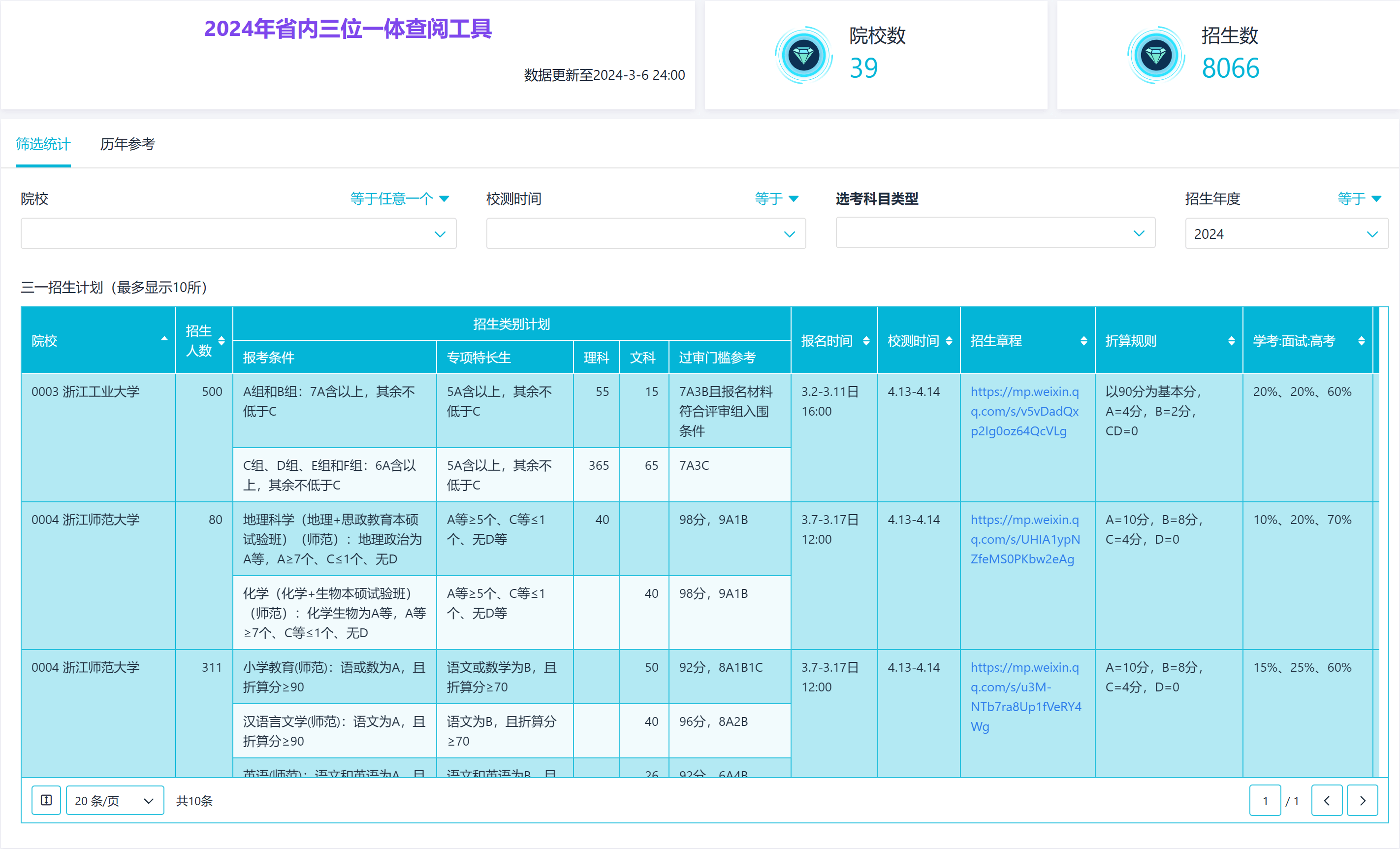 三位一体汇总查询